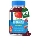 Probióticos gratuitos de azúcar con prebióticos Fiber – Gran Tasting Natural Flavor Gummy Suplemento – Keto Friendly Chewable – para Gut Health and Immune Support – para adultos, Hombre, Mujeres – 90 Gummies