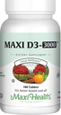 Maxi Health Vitamin D3 3000 UI 75 mcg Vitamina D Suplemento para Huesos Saludables, Dientes, Apoyo Inmunitario - VIT D3 Suplemento Easy to Swallow Non-GMO, Suplemento para Hombres y Mujeres – Kosher (180 Tabletas)