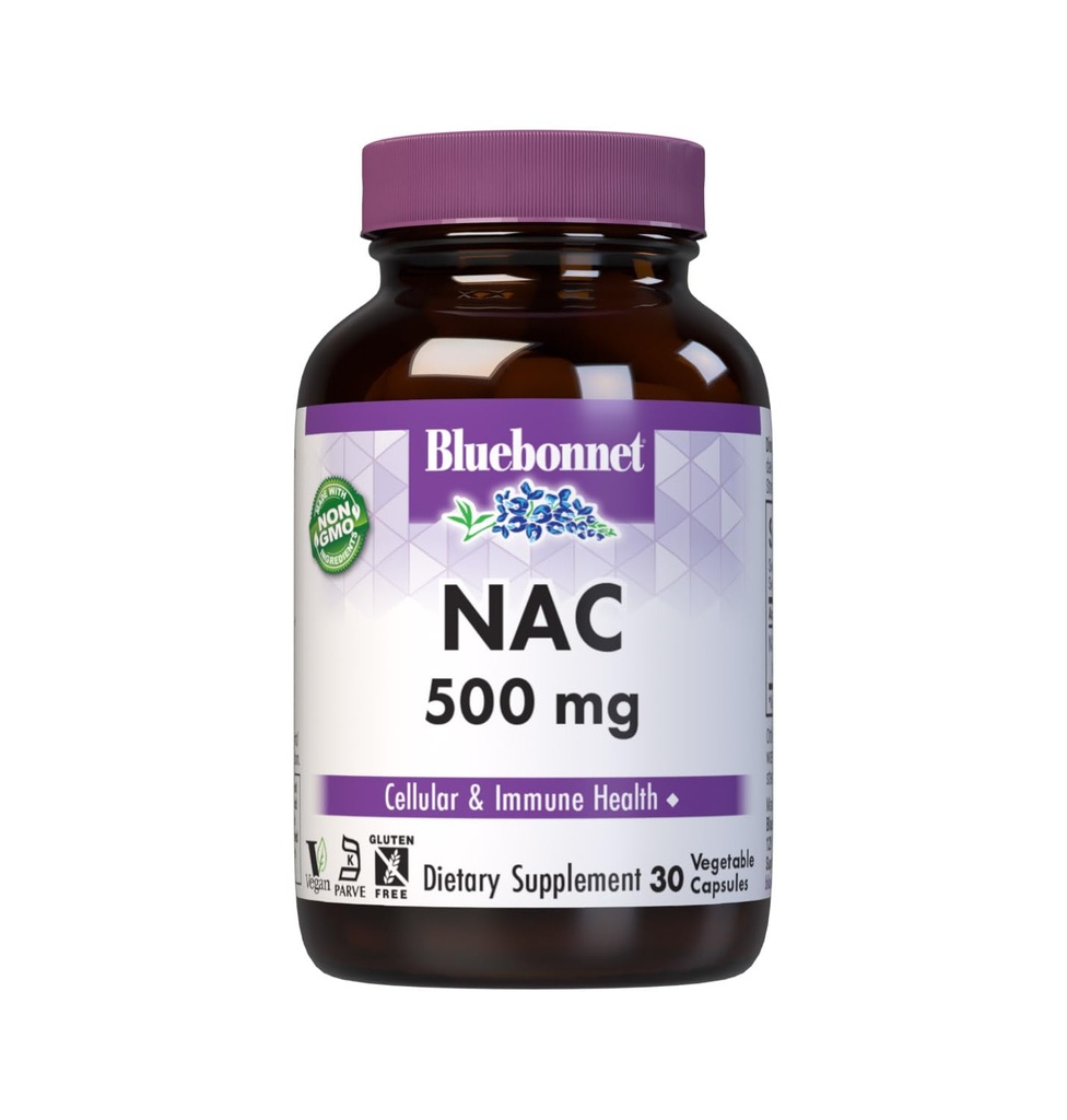 Bluebonnet NAC 500 mg cápsulas de vitamina, 30 cuenta