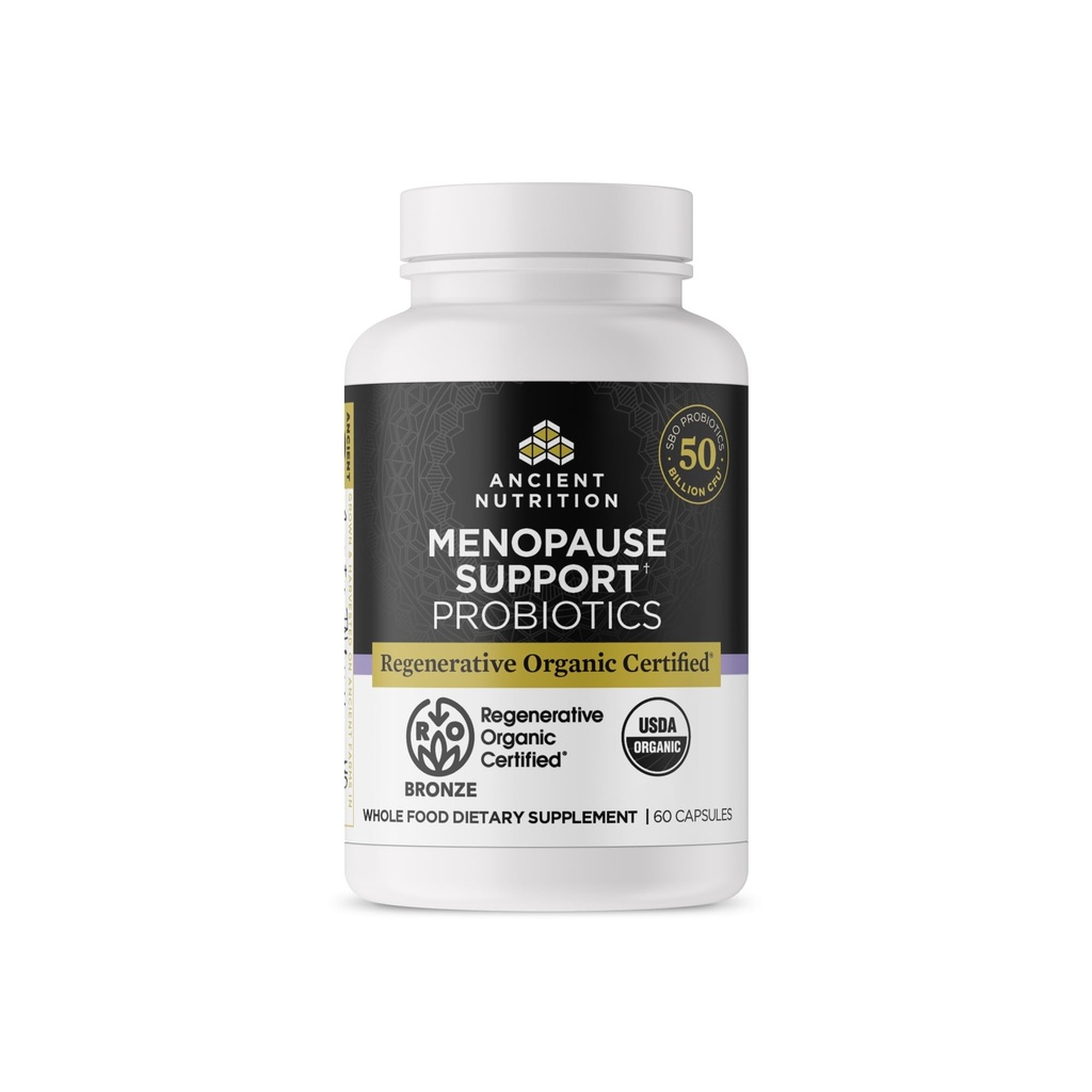 Probióticos certificados orgánicos antiguos para el apoyo a la menopausia, apoyo a la menopausia Probióticos, digestión saludable y apoyo a la salud de las mujeres, 50 millones de UF* por ser, 60 cuenta