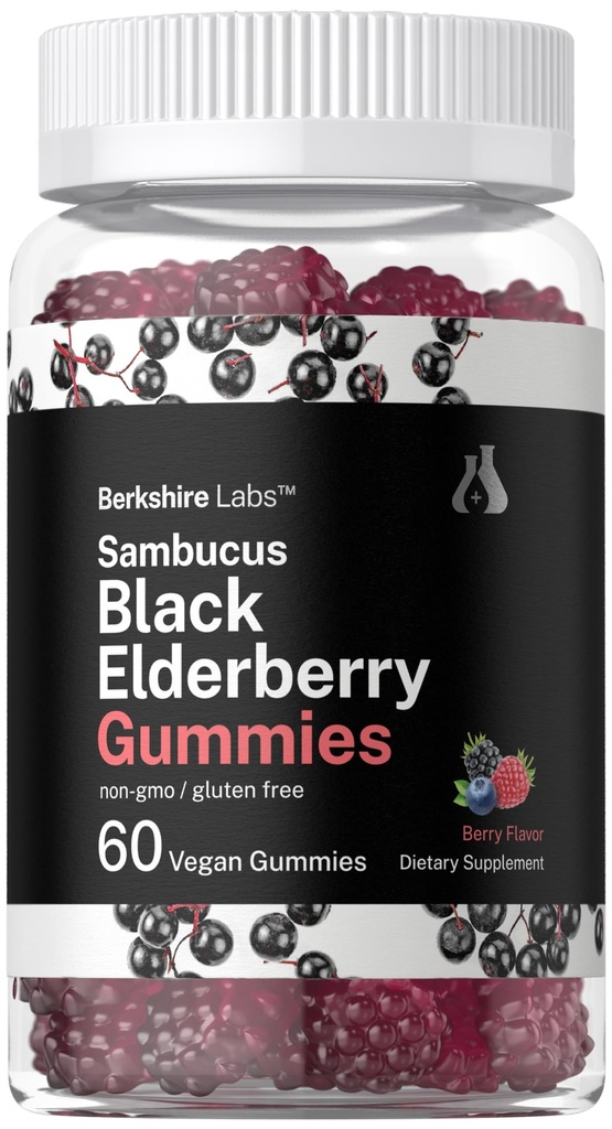 Horbaach Sambucus Black Elderberry Gummies Silencio 60 Conde Silencio con Zinc y Vitamina C Silencio Vegan, Non-GMO, Gluten Free Extract for Adults ◾ Berry Flavor
