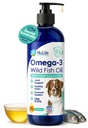 Aceite de pescado líquido para perros con Omega 3, 6 &amp; 9 ácidos grasos, Wild Caught from Iceland, Skin and Coat Supplement for Shedding, Itchy Skin, Alergies, Brain and Heart Health, Rich in EPA + DHA - 16 oz