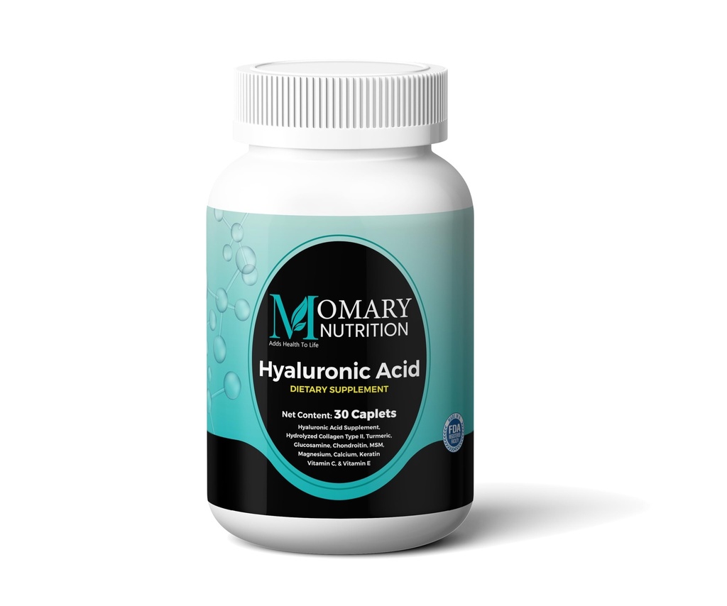 Hyaluronic Acid Supplement, Natural Skin Hydration, Advanced Joint Support and Mobility Booster, Type II Hydrolyzed Collagen, Turmeric, Glucosamine, Chondroitin, 30Caplets