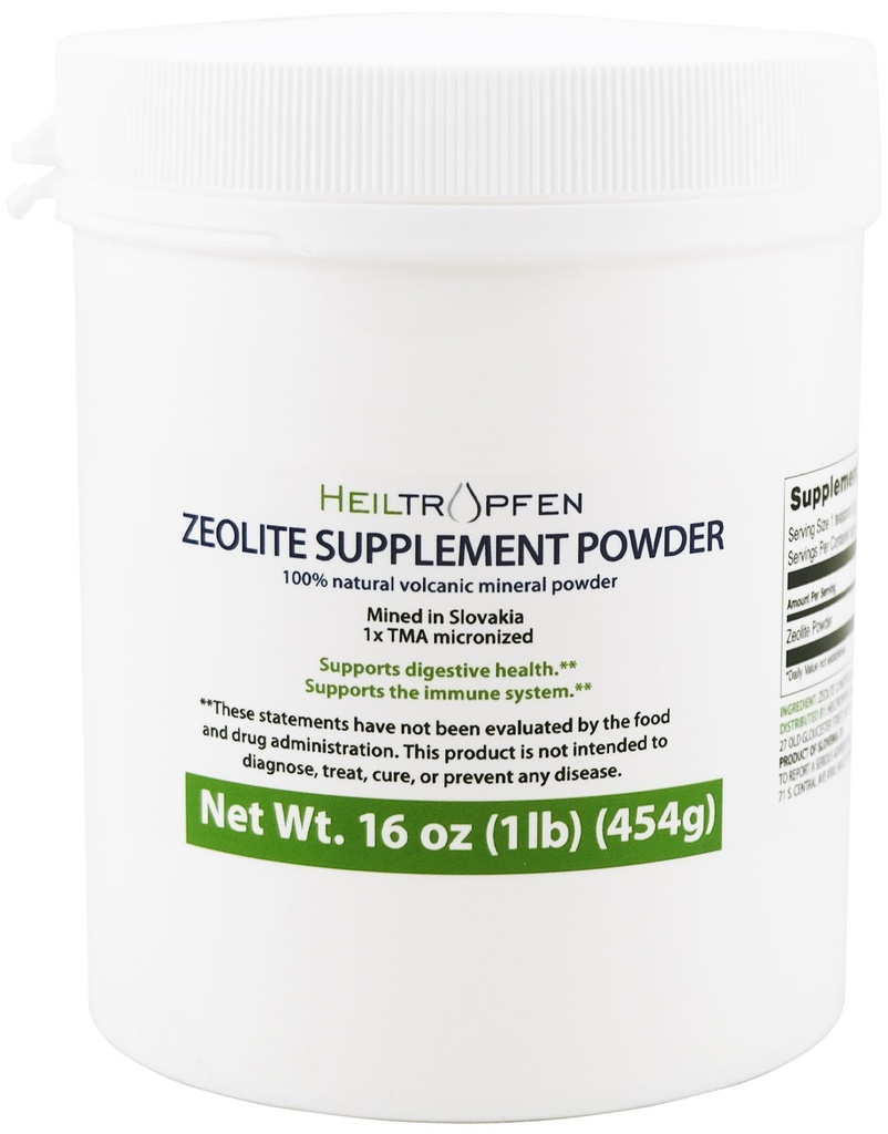 Heiltropfen Zeolite Powder ← Suplemento dietético 1 Libra - 454 g Silencio Detox Silencio Clinoptilolite 94+-3% Silencio Activado Silencio Natural Mineral Dust ← Ultra FINE Less-Than 2 μm