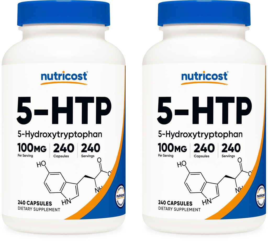 Nutricost 5-HTP 100mg, 240 cápsulas vegetarianas (5-Hydroxytryptophan) - No GMO & Gluten Free (2 botellas)