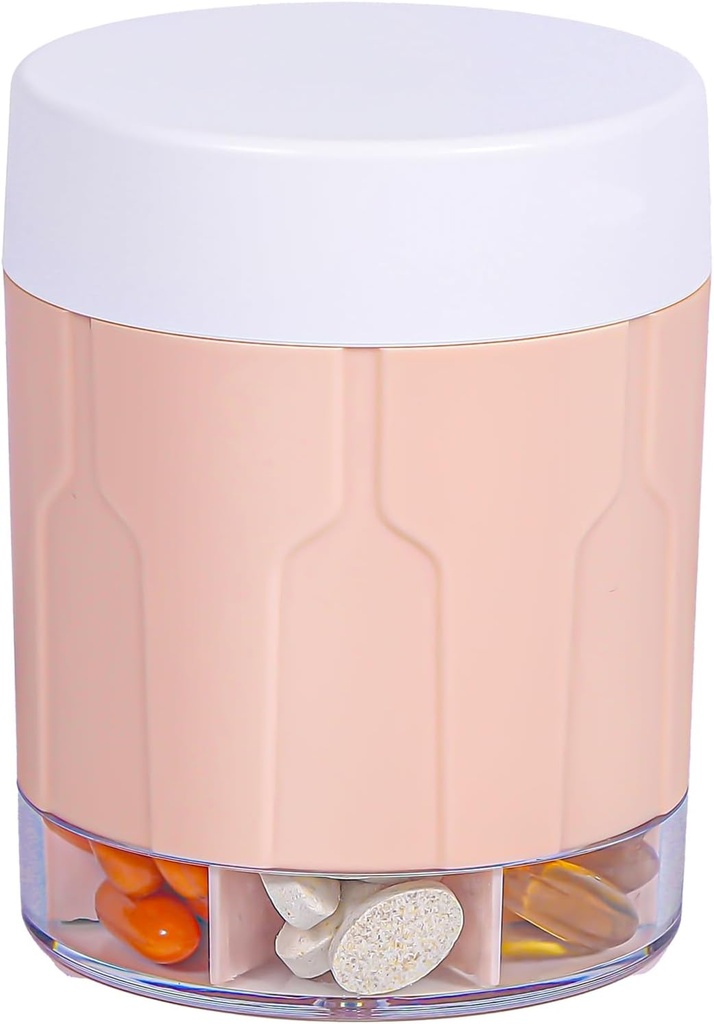 Betife Organizador Suplementario Extra Grande,Botella de Organizador de Píldoras, Dispensador de Píldora Diaria con 7 Grandes Compartimientos, Organizador para Mantener la Vitamina de 7 Días,21 Etiquetas y un Cepillo de Limpieza (Pink)