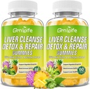 Liver Cleanse Detox &amp; Repair Gummies with Milk Thistle 3000mg, 24-in-1 Liver Health Supplement with Dandelion, Artichoke, Sugar Free Liver Detox Gummies, Pineapple Flavor - 120 Count