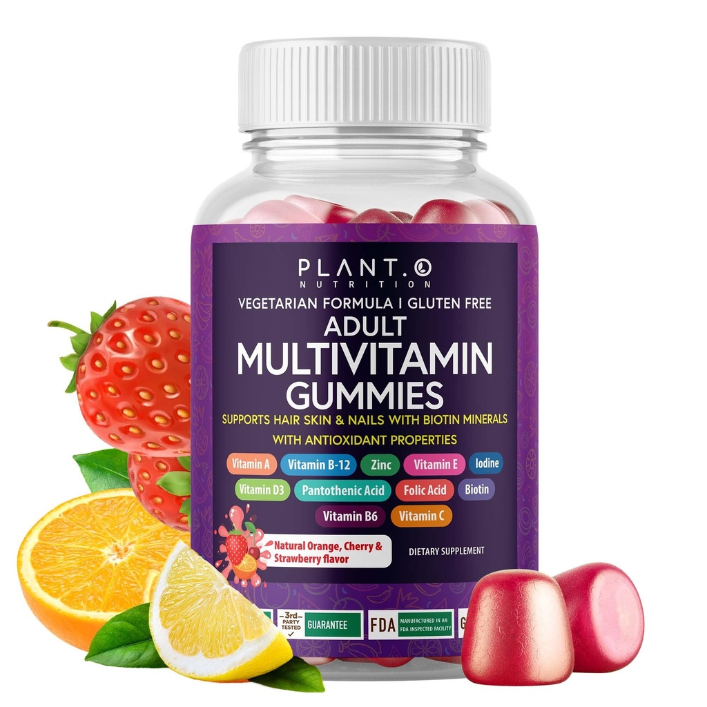 Gummies multivitamínicas completas para adultos – Todo en uno de vitamina A B C D E Zinc y Biotina - Adulto Vitamina Gummy para Energía e Inmunidad – 90 Delicious Gluten Free and Veggie Gummies