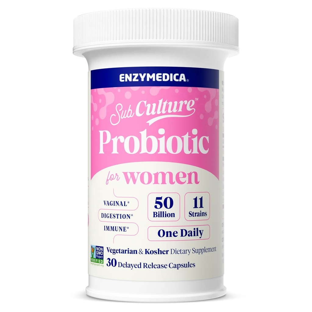 Probióticos de subcorte enzimedica para la salud vaginal y urinaria de las mujeres, 50 millones de UF, apoya la salud inmune + digestiva y la regularidad, 30 conde