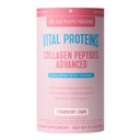 Proteínas vitales Péptidos de colágeno avanzados, péptidos hidrolizados con ácido hialurónico y vitamina C - Polvo de sabor de limón de fresa, 10.5oz