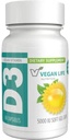 Vegan Life Nutrition - Vitamina D3 Daily Capsules for Adults (5000 UI) - Gluten-Free, Non-GMO, Supports Bone Health and Immune System - 60 cápsulas