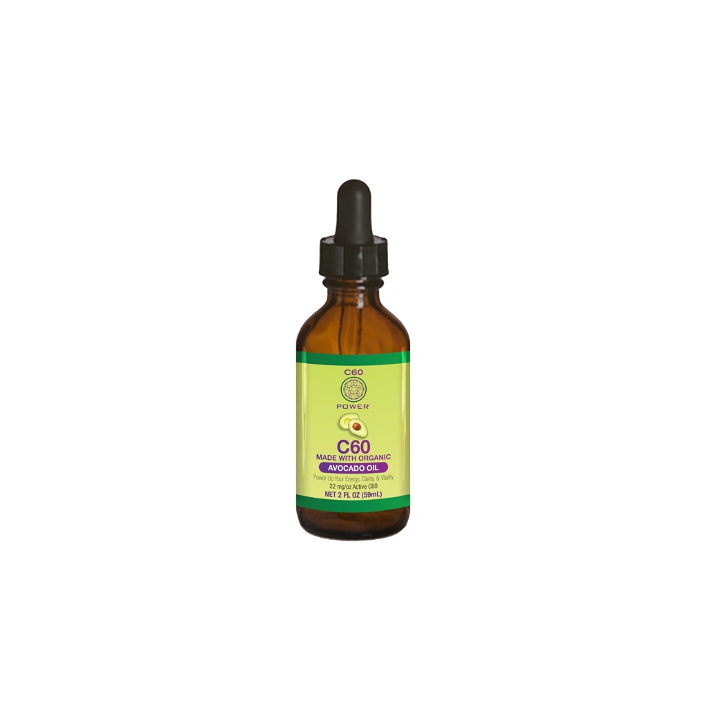 C60 Power C60 in Organic Avocado Oil - Natural Wellness Support for Men ' Women, 99.99% Puro Carbon Fullerenes, Promotes Energy, Mental Clarity, " Stamina - 2 fl oz Bottle