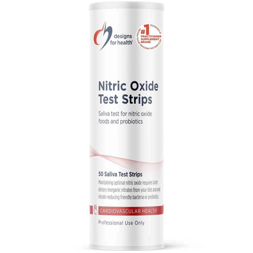 Diseños para la salud Nitric Oxide Test Strips Saliva Test - Resultados en sólo 10 segundos - Soporte Atletas, Envejecimiento saludable, Salud cardiovascular (50 Saliva Test Strips)