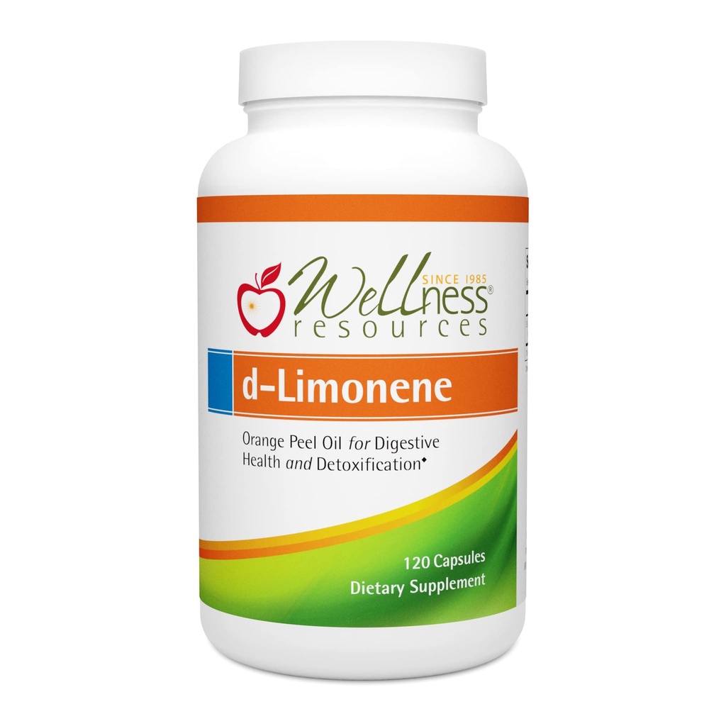 Wellness Resources High Potency d-Limonene Capsules 1000mg, 120 Capsules - Orange Peel Extracto para Salud Digestiva, Heartburn, Acid Reflux, Detoxification