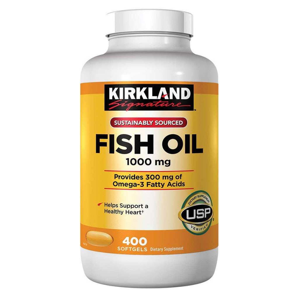 Kirkland Signature Natural Fish Oil 1000 mg con 300 mg Omega-3 - 400 ct (Pack of 2)