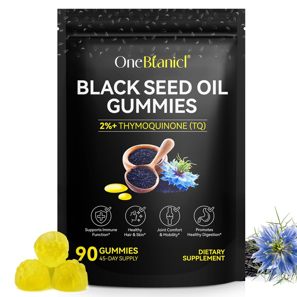 Black Seed Oil Gummies 90ct 100% Blackseed Oil, 2.5X Per BSO Gummy for Beauty Immune & Overall Wellness Support -Super antioxidant for Immune Support, Joints, Digestion, Hair & Skin - 90 Gummies