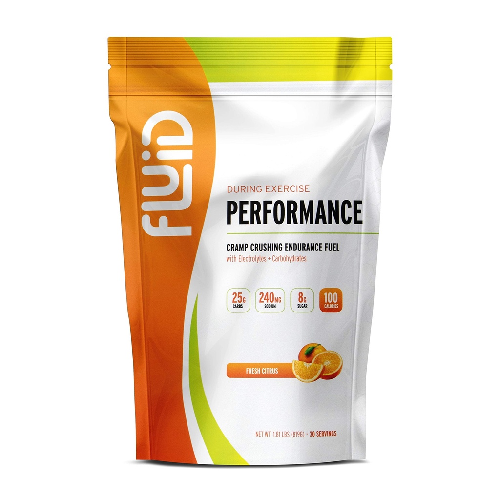 Fluid Performance - Bajo Sugar Endurance Fuel Sports Drink Mix with Electrolytes, All Natural Ingredients, Gluten-Free for Before or During Exercise (Fresh Citrus, 30 Serving)