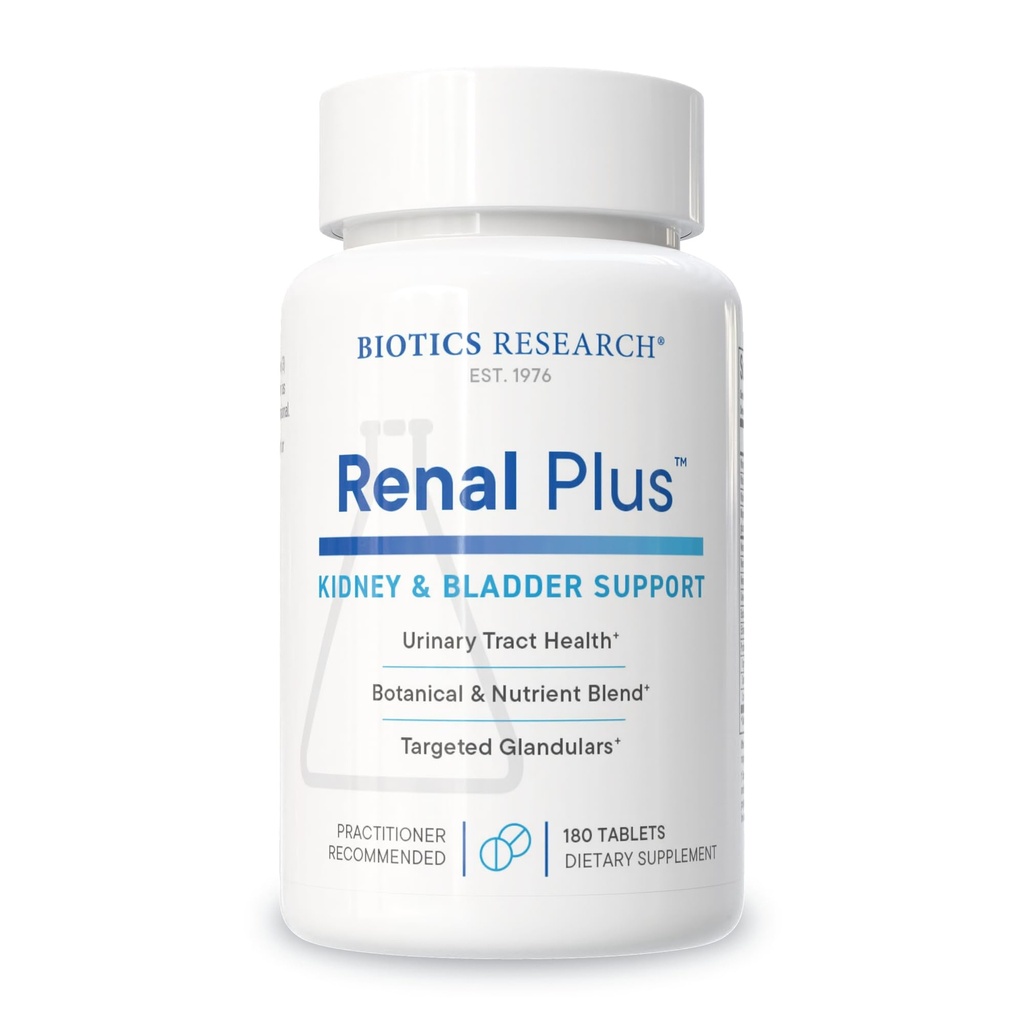 Biotics Research Renal Plus – Botanical, Glandular and Nutritional Support for Optimal Renal Function. Salud del riñón &amp; Apoyos Función Urológica – Ulva ursi, Buchu Leaf, Echinacea, Cranberry–180Tabs