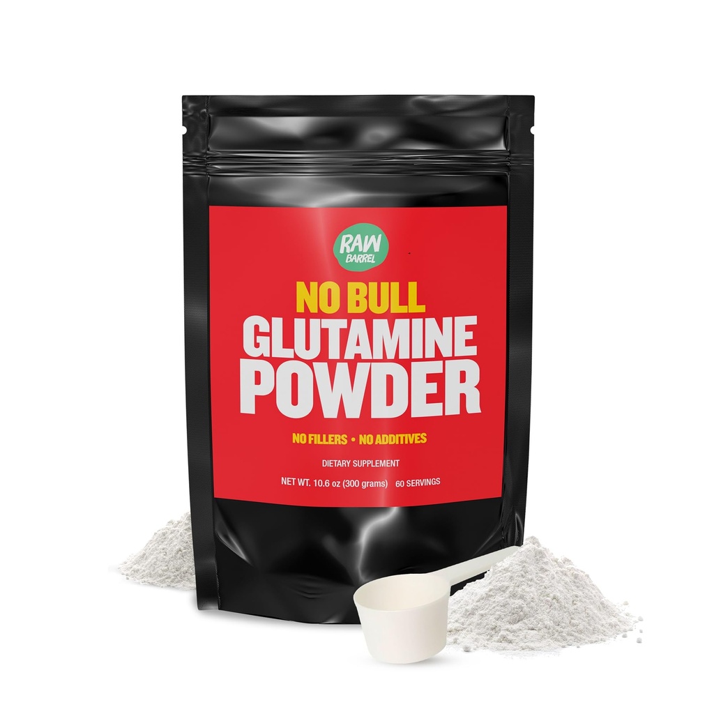 “No Bull” L-Glutamine Powder - Desflavored and Micronized Glutamine, Pure L Glutamine Powder, Non GMO, L Glutamine Supplement, Naturally Vegan, Vegetarian y Gluten Free, 300g