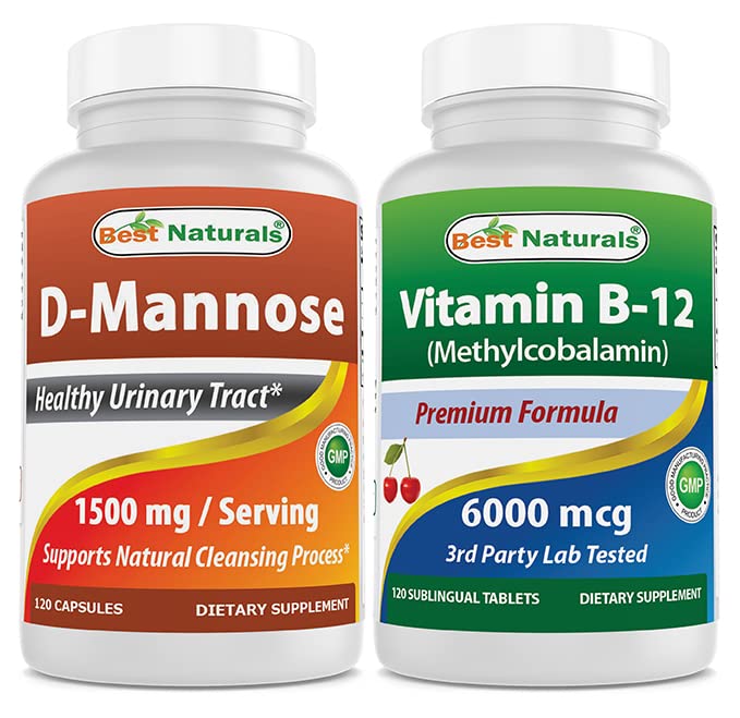 Mejores Naturales D-Mannose 1500 mg &amp; Vitamina B12 6000 mcg