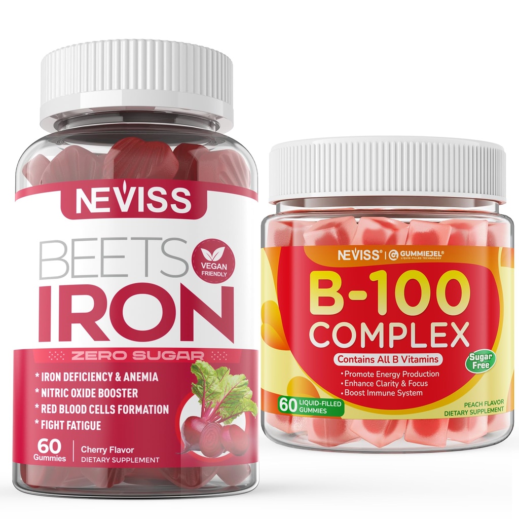 Azúcar Gummies de hierro libre + Complejo Vitamin B100