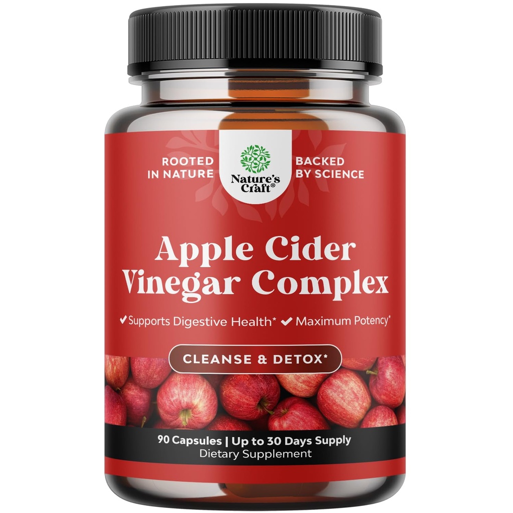 Limpieza de cápsulas de vinagre de manzana - ACV Cleanse and Detox Pills for Gut and Digestive Health with Slimming Cayenne - Extra Strength ACV Capsules for Gut Cleanse and Full Body Detox (30 Servings)