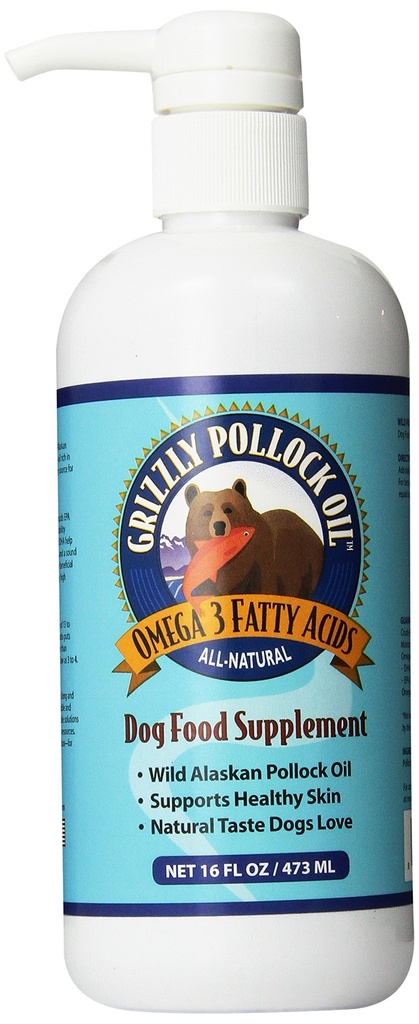 Grizzly Pollock Oil Dog Food Suplemento, 16 onzas