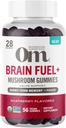 Om Mushroom Superfood Brain Fuel+ Gummies, 28 Servings, Raspberry Gummy Suplemento con Lion’s Mane for Memory and Focus