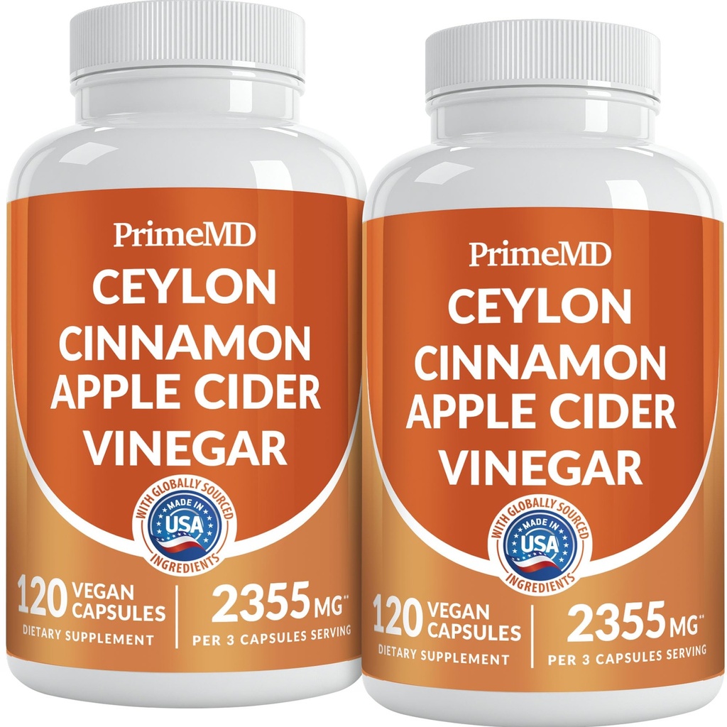 5-in-1 Ceylon Cinnamon Capsules 2355mg - Apple Cider Vinegar Capsules con Turmeric, Panax Ginseng y Bioperina (120 Conde, Pack de 2)