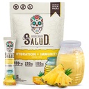 Salud 2-en-1 Hidration Packets + Immunity Electrolytes Powder, Pineapple - Agua Fresca Drink Mix, Elderberry, Dairy &amp; Soy Gratis, No Gluten Free, Vegan, Baja Calorie, 1g Sugar (15 Servings)