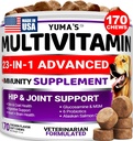 Perro multivitamínico Chewable con Glucosamina - Vitaminas y Suplementos para perros - 170 Trucos - Senior &amp; Puppy Multivitamin for Dogs - Hip &amp; Joint Support - Immune Health, Skin, Heart, Digestion, Probiotics
