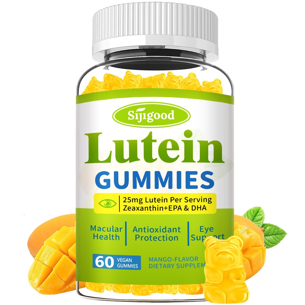 Lutein y Zeaxanthin Suplementos Gummies with Astaxanthin & Bilberry Extract - Vitaminas Ojo con Omega-3, Vitaminas A, C, E, D3 &amp; Zinc for Vision Health - Sugar Free, Mango Flavor, 60 Conde