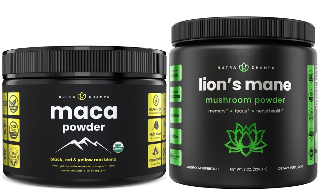 NutraChamps Organic Maca &amp; Organic Lion's Mane Powder