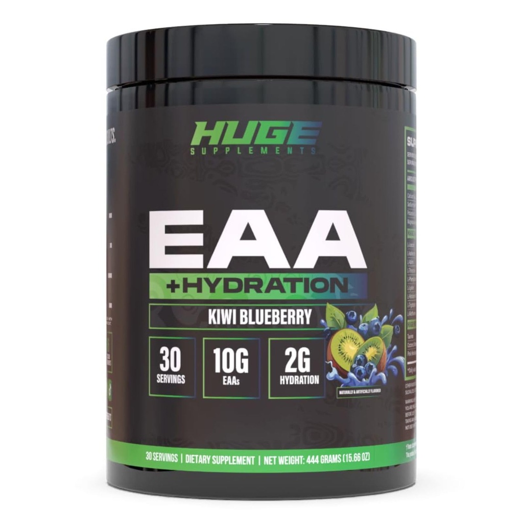 Amplia EAA Suplemento, Aminoácidos Esenciales de alta dosis Polvo, 12.85g EAAs & 8g BCAAs Por Servir, Maximizar el crecimiento muscular, recuperación & rendimiento (Kiwi Blueberry, 17.73 Oz.)