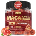 Maca Root Filled Gummies 2000mg for Women Men ← Sugar Free ← Orgánica Black, Red, Amarilla Maca Root Suplemento Gummy Chews con Ashwagandha Ginseng " Zinc ¦ Vegan, Non-GMO, Grapefruit Flavor, 60 Conde
