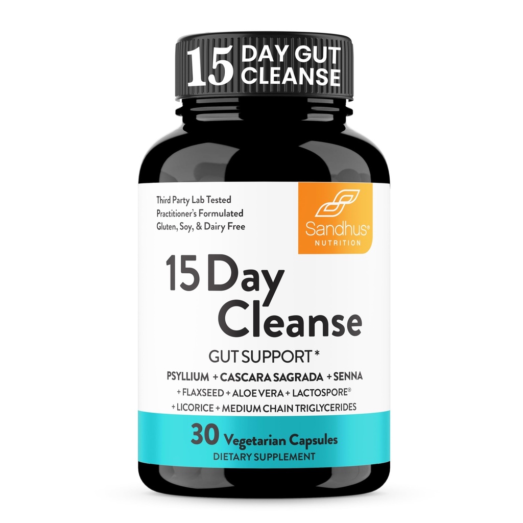 Sandhu's 15 Day Gut Cleanse Colon Detox for Women ' Men sometida Supports Colon Cleansing " Digestive Health vidas Senna, Cascara Sagrada, Psyllium Husk " Probiotics sometida 30 Capsules Dietary Supplement,15 Days Supply