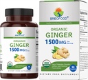 Brieofood Ginger orgánico 1500mg, 45 Servimientos, Vegetariano, Gluten Gratis, 90 Tabletas Vegetarianas