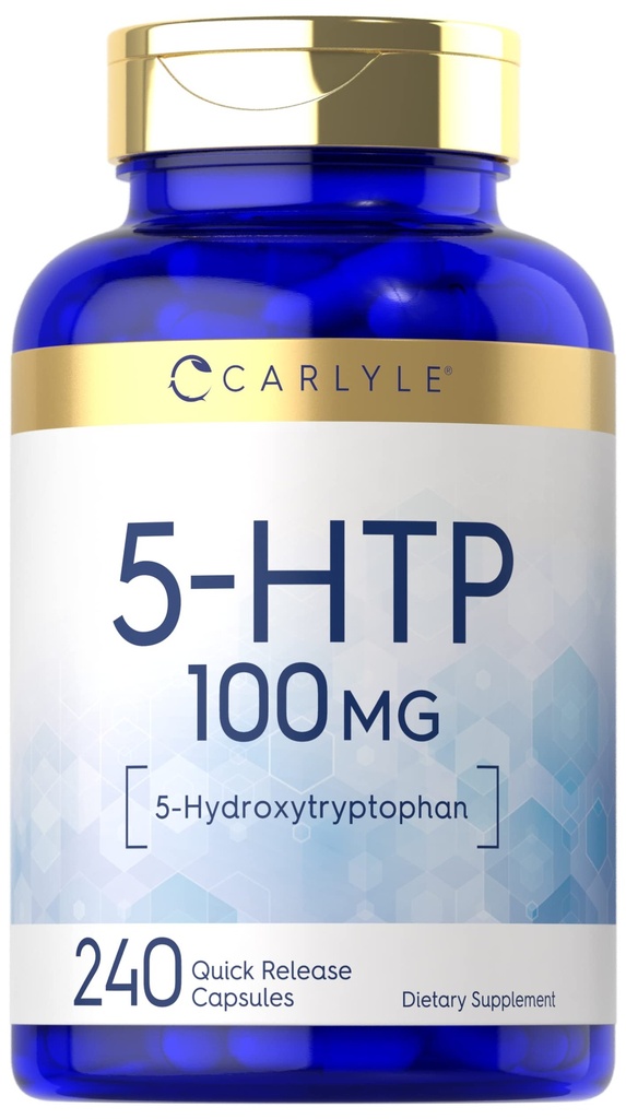 Carlyle 5HTP TENIDO 100mg ANTE 240 cápsulas TEN 5 Hydroxtryptophan TEN Non-GMO &amp; Gluten Suplemento gratuito