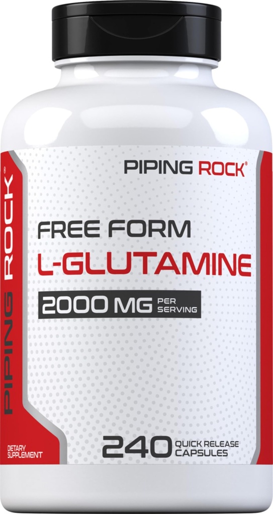 Piping Rock L Glutamine Powder Capsules Ø 2000 mg tención 240 Pills tención Suplemento para Mujeres &amp; Hombres Silencioso Formulario libre Amino Acid ANTE No GMO, Gluten Free