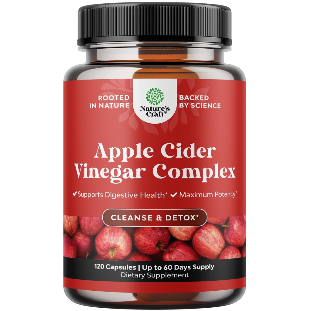 Limpieza de cápsulas de vinagre de manzana - ACV Cleanse and Detox Pills for Gut and Digestive Health with Slimming Cayenne - Extra Strength ACV Capsules for Gut Cleanse and Full Body Detox (60 Servings)