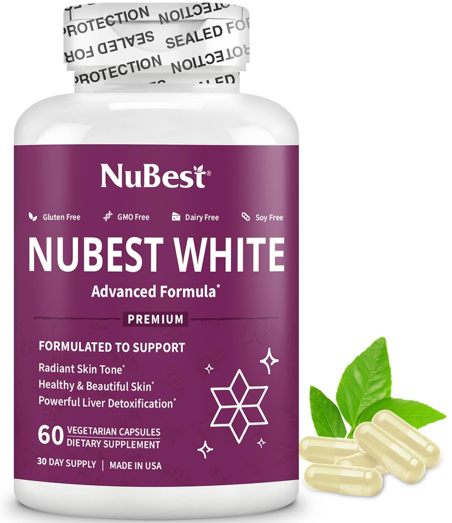 NuBest White - Glutathione 400mg " Milk Thistle Extract - Skin Brightening Supplement - Helps Beautiful and Radiant Skin - Antioxidant Supplement " Detoxification ← 1 Month Supply