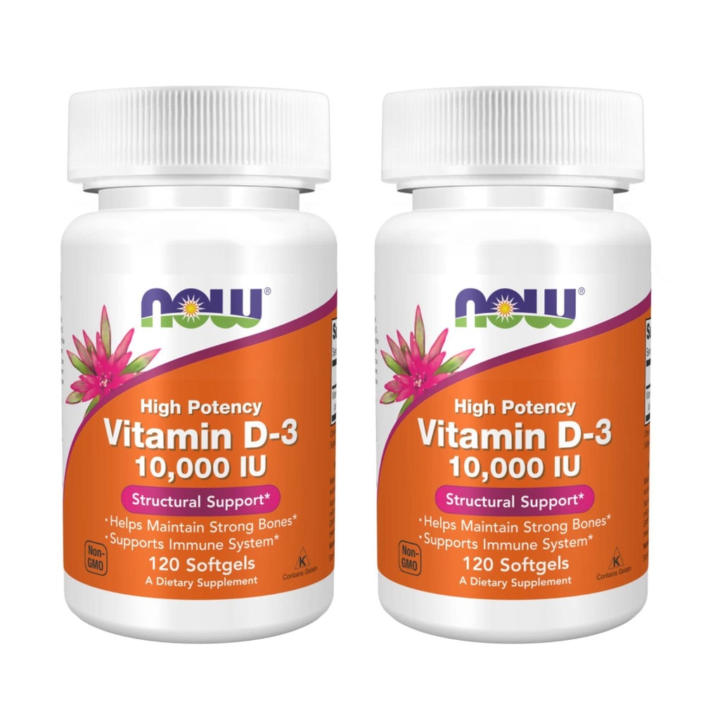 AHORA Alimentos High Potency Vitamin D-3, 10,000 UI, 120 Softgels, 2 Pack