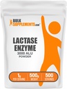 BulkSupplements.com Enzyme Lactase (3000 ALU) Powder - Suplemento Lactase Enzyme, Apoyo Digestivo - Gluten Free, 1g por Serving, 500g (1.1 lbs) (Pack of 1)