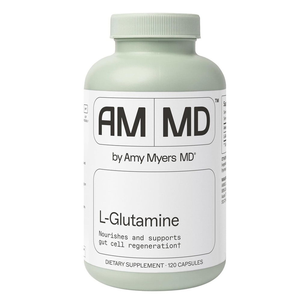 Amy Myers MD L-Glutamine Capsules - Suplemento de salud celular - Gut Cleanse & Soothing Support for Stomach Relief - Healthy Muscle Support - Suplemento de salud de adultos