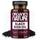 ORGANIZACIONES NATURALEZA Aceite de Semillas Negras 1000MG Por Serving Vegan Softgels, Pelo, Piel, " Heart Support, Nigella Sativa - 100% Cold Presionado Cumin Semillas Aceite de Semilla Alta Timoquinona, Omega 3s