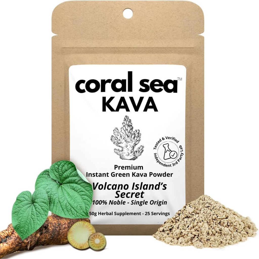 Instant Kava Kava Bebe Tea Powder Vanuatu Noble Kava Root - Nootropic Drink Mix Quick Pocket Sized Caffeine Free Authentic Bitter Flavor - Volcano Island's Secret 25 Servings