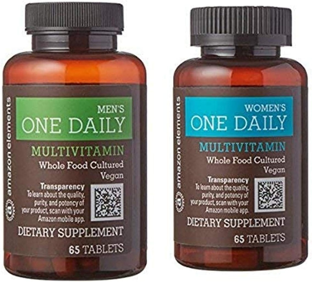 Elementos Hombres y Mujeres Un día Multivitaminas, Vegan, 65 Tabletas, 2 meses de suministro