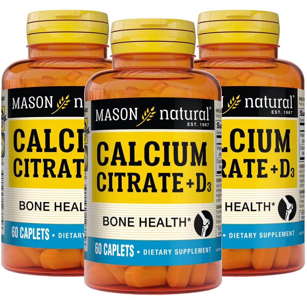MASON NATURAL Calcium Citrate Plus Vitamina D3, 6 Mes de Suministro, Fortalece Función muscular &amp; Bone Health, 3 Pack