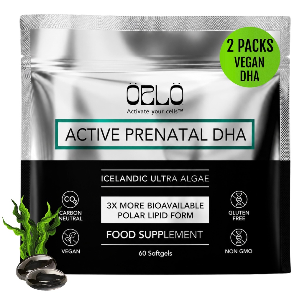 Orlo PRENATAL DHA - Prenatal DHA Omega 3 Suplemento - Triple Strength Omega3s - Vegan DHA &amp; EPA Algae Omega-3 Oil - Apoya el desarrollo del cerebro durante el embarazo y la lactancia (120 Mini Softgels)