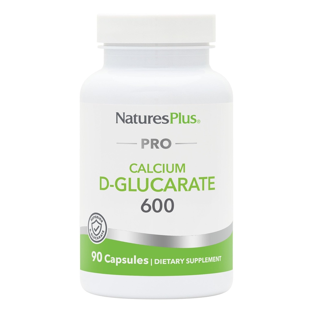 NaturesPlus PRO Calcio D-Glucarate (CDG) 600 mg - 90 cápsulas - No GMO, Vegan, Gluten Gratis, Soy Gratis - 90 Servimientos